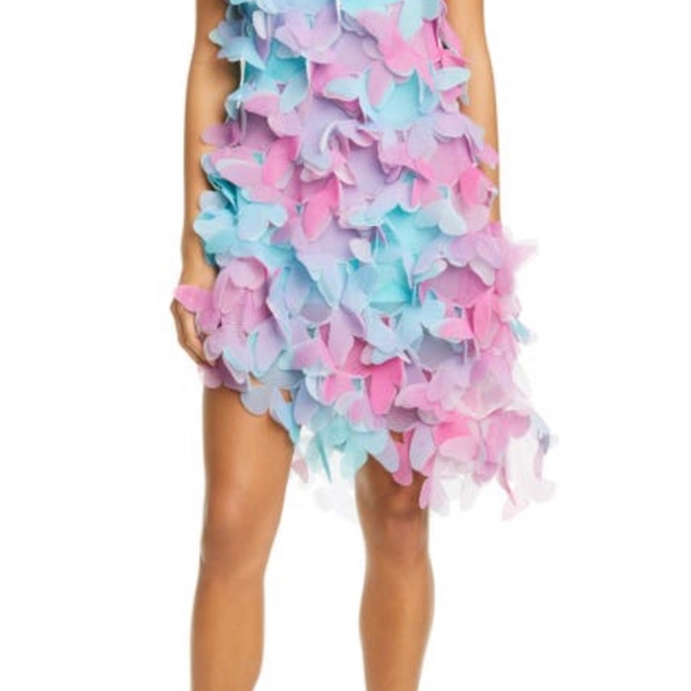 Paskal Butterfly Appliqué Mesh Assymmetrical Dress - Picture 8 of 10